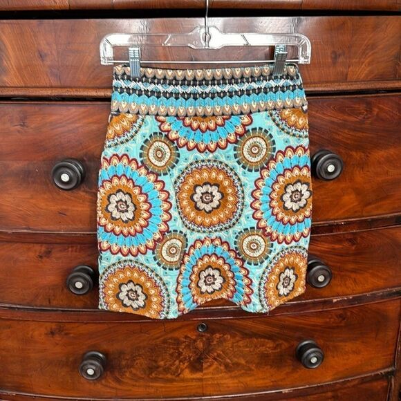 Farm Rio Anthropologie Button Front Colorful Deco Mini Skirt XXS - Picture 5 of 8